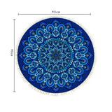 NNEAGS 90cm Blue Mandala Round Carpet for Living Room Bedroom Anti-slip Doormat, Home Decor