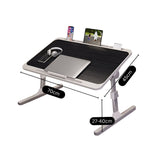 NNEAGS 70X45cm Black Small Laptop Bed Portable Foldable Study Table Adjustable
