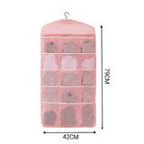 NNEAGS 2X Pink Double Sided Hanging Storage Bag Underwear Bra Socks Mesh Pocket Hanger Home Organiser