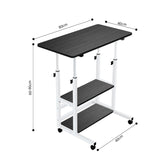 NNEAGS 2X 40x80cm Black Bedside Table Movable Bedroom Desk Student Computer Table