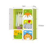 NNEAGS 6 Cubes Animal Design Portable Wardrobe Divide-Grid Modular Storage Organiser Foldable Closet