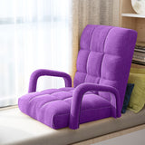 NNEAGS 4X Foldable Lounge Cushion Adjustable Floor Lazy Recliner Chair with Armrest Purple