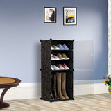 NNEAGS 4 Tier Shoe Rack Organizer Sneaker Footwear Storage Stackable Stand Cabinet Portable Wardrobe with Cover