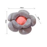 NNEAGS 2X Grey Double Flower Shape Cushion Soft Bedside Floor Plush Pillow Home Decor