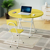 NNEAGS Yellow Dining Table Portable Round Surface Space Saving Folding Desk Home Decor