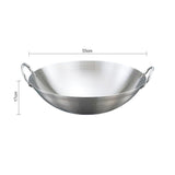 NNEAGS 55cm Stainless Steel Kitchen Cooking Wok with 2 Sturdy Handles