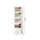 NNEAGS 8 Tier White Shoe Rack Organizer Sneaker Footwear Storage Stackable Stand Cabinet Portable Wardrobe with Cover