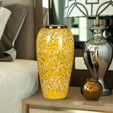 NNEAGS 35x17cm Yellow with White Mini Floral Large Ceramic Flower Vase Elegant Living Room Home Decor