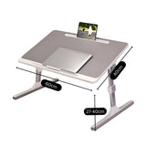 NNEAGS 60X40cm Grey Small Laptop Bed Portable Foldable Study Table Adjustable