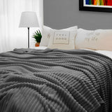 NNEAGS GreyThrow Blanket Warm Cozy Striped Pattern Thin Flannel Coverlet Fleece Bed Sofa Comforter