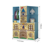 NNEAGS 10 Cubes Blue Castle Print Portable Wardrobe Divide-Grid Modular Storage Organiser Foldable Closet