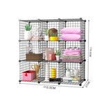 NNEAGS 2X Black Portable 9-Cube Storage Organiser Foldable DIY Modular Grid Space Saving Shelf