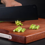 NNEAGS 2X 48cm Rectangular Wooden Ebony Butcher Block Non-slip Chopping Food Serving Tray Charcuterie Board