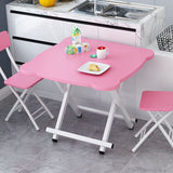 NNEAGS Pink Minimalist Cat Ear Folding Table Indoor Outdoor Portable Stall Desk Home Decor