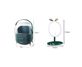 NNEAGS Green Cosmetic Jewelry Storage Organiser with Antler LED Light Mirror Tabletop Vanity Set