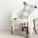 NNEAGS 2X 35CM Pillow Lumbar Cover Decorative Plaid Farmhouse Cushion Throw Pillow