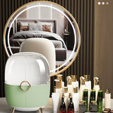 NNEAGS Green Transparent Countertop Makeup Organiser Cosmetic Storage Waterproof Dustproof Bathroom Skincare Holder with Lid