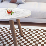 NNEAGS 2X 80x40cm White Stone Pattern Living Room Nordic  Coffee Table Modern Style
