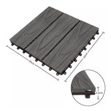 NNEAGS 11 pcs Dark Grey DIY Wooden Composite Decking Tiles Garden Outdoor Backyard Flooring Home Decor