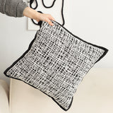 NNEAGS 2X 45cm Vintage Leopard Print Sofa Black & White Grid Wide Edge Square Throw Pillow