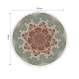 NNEAGS 2X 90cm Mandala Round Rug Boho Design Hippie Area Rug Anti-slip Doormat, Home Decor