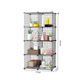 NNEAGS 2X Black Portable 8-Cube Storage Organiser Foldable DIY Modular Grid Space Saving Shelf
