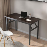 NNEAGS 120x60cm Walnut Foldable Computer Study Table Easy Assembly Desk No Chair