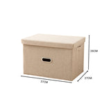 NNEAGS Beige Medium Foldable Canvas Storage Box Cube Clothes Basket Organiser Home Decorative Box