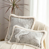 NNEAGS 2X 45cm Wabi-sabi Raised Embroidery Leaf & Square Throw Pillow