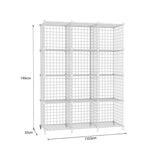NNEAGS White Portable 12-Cube 3 Column Storage Organiser Foldable DIY Modular Grid Space Saving Shelf