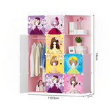 NNEAGS 10 Cubes Princess Design Portable Wardrobe Divide-Grid Modular Storage Organiser Foldable Closet