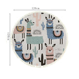 NNEAGS 120cm Alpaca Cactus Pattern Rug Desert Animals Non-Slip Round Area Rugs for Living Room Dining Room