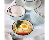 NNEAGS Blue Japanese Style Ceramic Dinnerware Crockery Soup Bowl Plate Server Kitchen Home Decor Set of 9