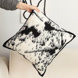 NNEAGS 45cm Light Vintage Leopard Print Black & White Ink Splatter Wide-Edge SquareThrow Pillow