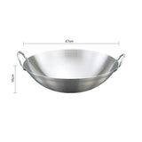 NNEAGS 47cm Stainless Steel Kitchen Cooking Wok with 2 Sturdy Handles
