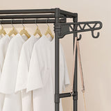 NNEAGS 90x35cm Hanging Clothes Rack Storage w/ 4 Layer Organizer and Side Hooks