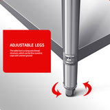NNEAGS 120*70*85cm Commercial Catering Kitchen Stainless Steel Prep Work Bench