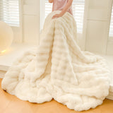 NNEAGS 2X 200cm Creamy White Fur Fuzzy Super Soft and Cozy Fluffy Throw Blanket