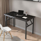 NNEAGS 120x60cm Black Foldable Computer Study Table Easy Assembly Desk No Chair