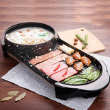 NNEAGS 2X 2  in 1 Electric Non-Stick BBQ Teppanyaki Grill Plate Steamboat Hotpot 2-8 Person