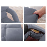 NNEAGS 2X Foldable Lounge Cushion Adjustable Floor Lazy Recliner Chair with Armrest Grey