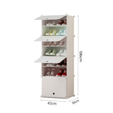 NNEAGS 7 Tier White Shoe Rack Organizer Sneaker Footwear Storage Stackable Stand Cabinet Portable Wardrobe with Cover