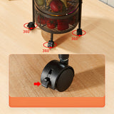 NNEAGS 2X 2 Tier Steel Round Rotating Kitchen Cart Multi-Functional Shelves Portable Storage Organizer with Wheels