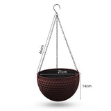 NNEAGS Coffee Medium Hanging Resin Flower Pot Self Watering Basket Planter Outdoor Garden Decor