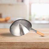 NNEAGS 40cm Stainless Steel Kitchen Cooking Wok with Wood Handle