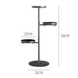 NNEAGS 3 Tier Black Round Plant Stand Flowerpot Tray Display Living Room Balcony Metal Decorative Shelf