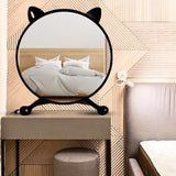 NNEAGS 40cm Black Smart Makeup Bedroom Table Mirror Cat Ear Style No LED Light