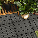 NNEAGS 2X 11 pcs Grey DIY Wooden Composite Decking Tiles Garden Outdoor Backyard Flooring Home Decor