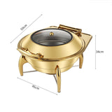 NNEAGS 2X Gold Plated Stainless Steel Round Chafing Dish Tray Buffet Cater Food Warmer Chafer with Top Lid