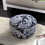 NNEAGS 50x30CM Black Round Soft Pouffe Seat Cushion Elegant Home Accent D?cor Stylish Footstool